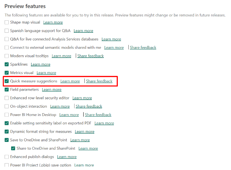 After clicking the Preview Features - Copilot in Power BI